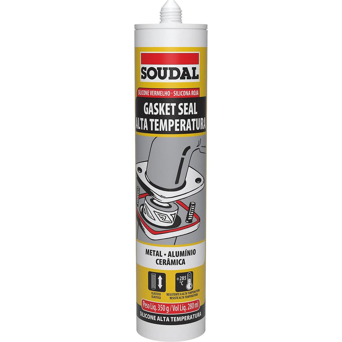 Selante Alta Temperatura Gasket Seal Vermelho Soudal, marca Soudal - Foto Principal