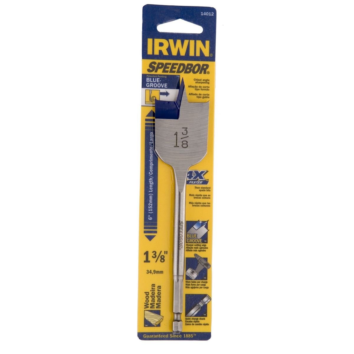 Broca Chata para Madeira SPDB 6x1,3/8" 150mm, marca Irwin - Foto Principal