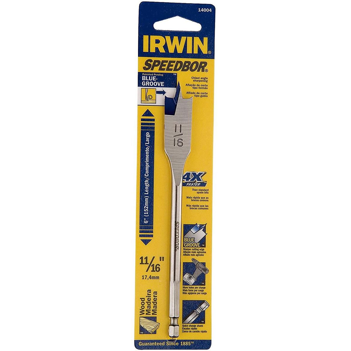 Broca Chata para Madeira SPDB 6x11/16 Polegadas As Un, 150mm, marca Irwin - Foto Principal