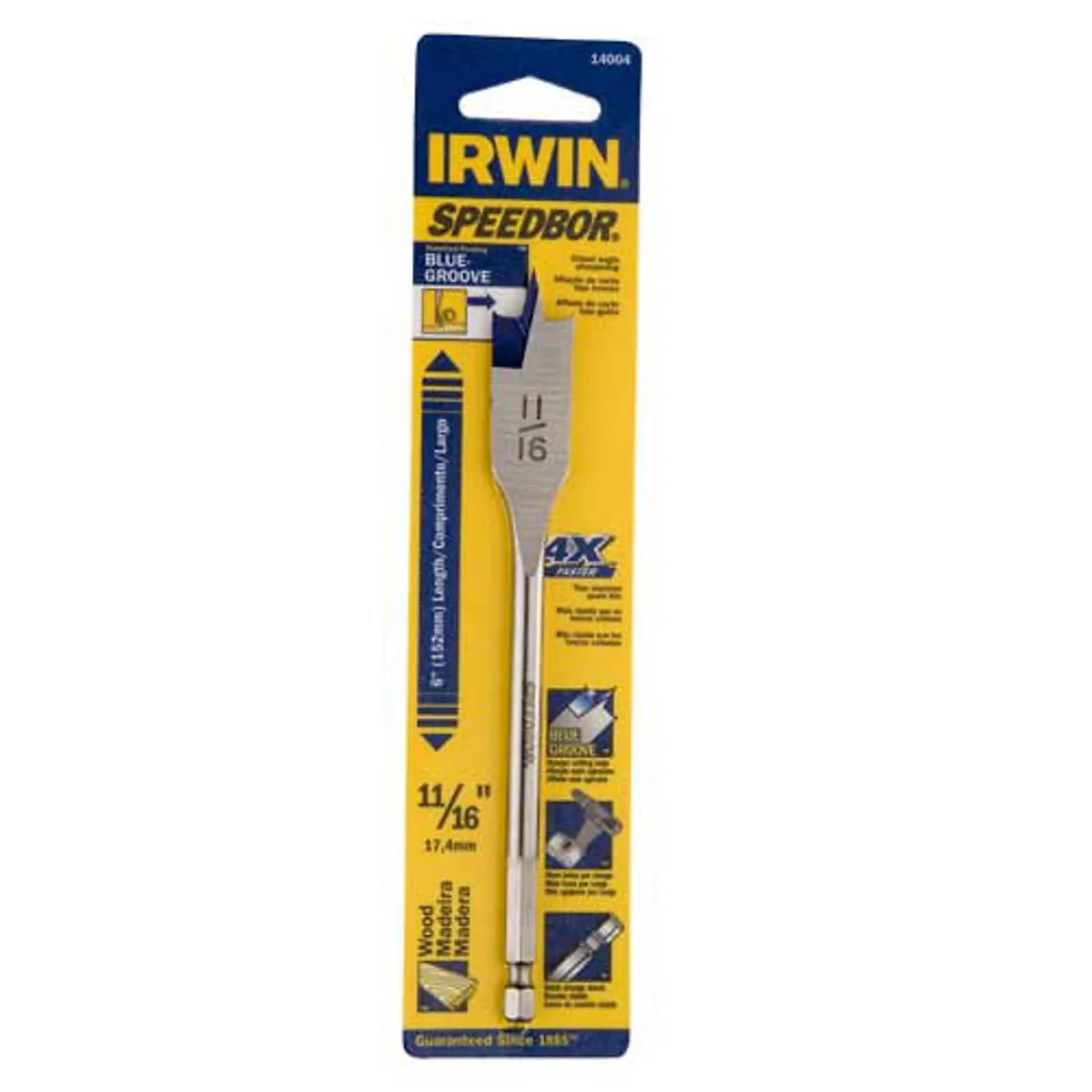 Broca Chata para Madeira SPDB 6x11/16 Polegadas As Un, 150mm, marca Irwin - Foto 2