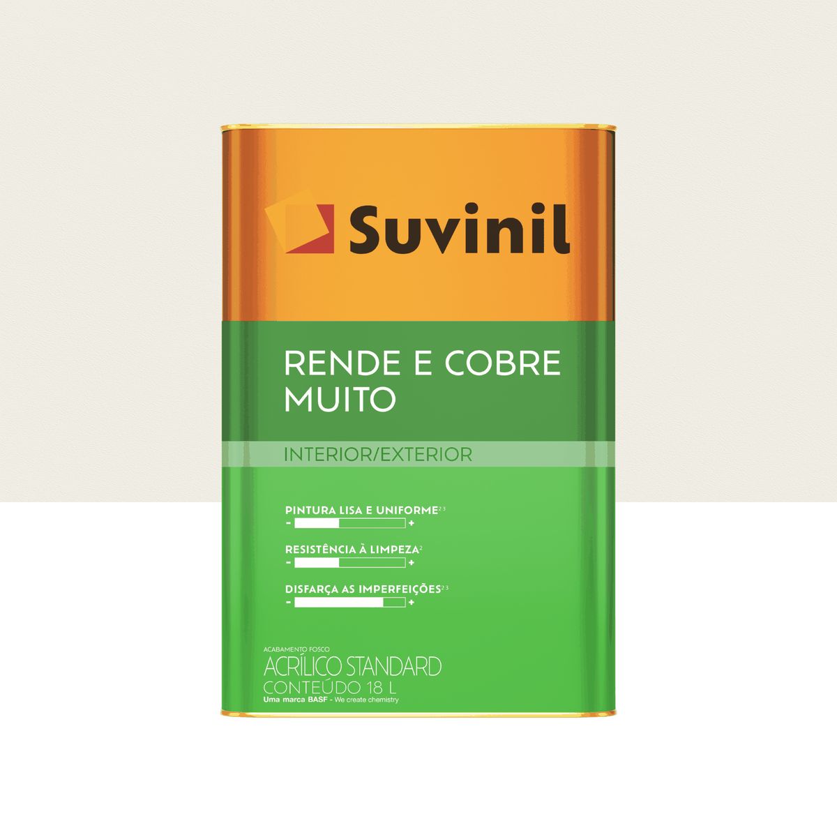 Tinta Fosco Interior Rende e Cobre Muito Standard 18L Branco, marca Suvinil - Foto Principal