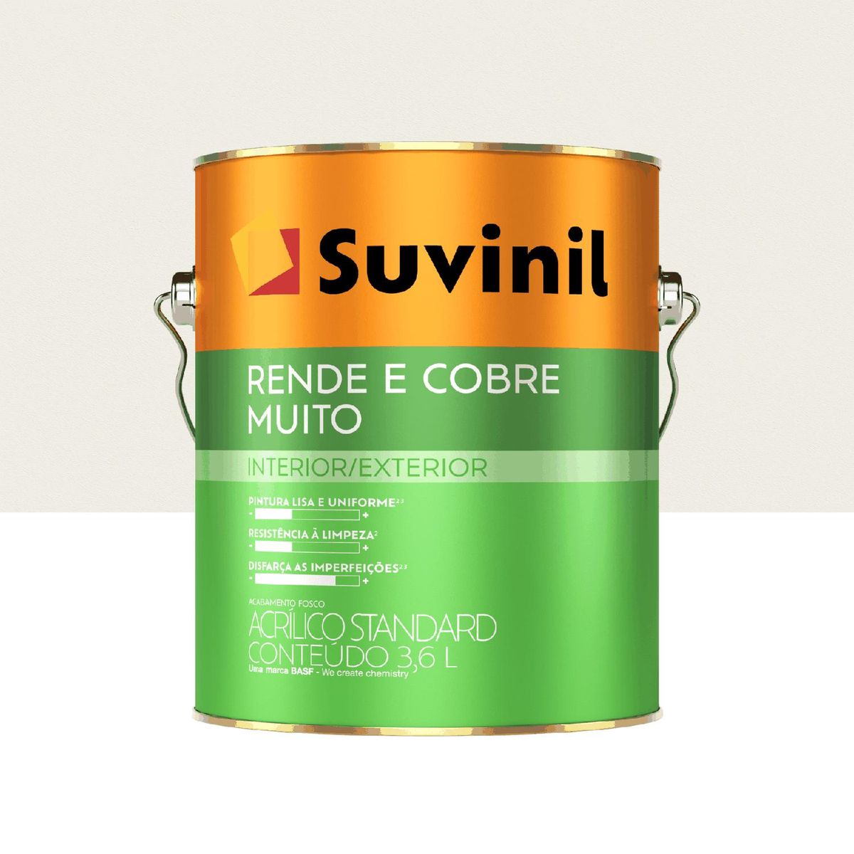 Tinta Fosco Interior Rende e Cobre Muito Standard 3,6L Branco, marca Suvinil - Foto Principal