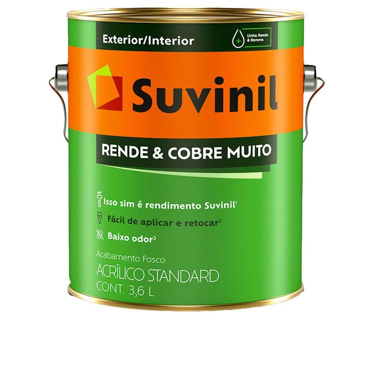 Tinta Fosco Interior Rende e Cobre Muito Standard 3,6L Branco, marca Suvinil - Foto 2
