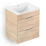 Gabinete Integrado 2 Gavetas com Lavatório Cube 65x43cm Carvalho