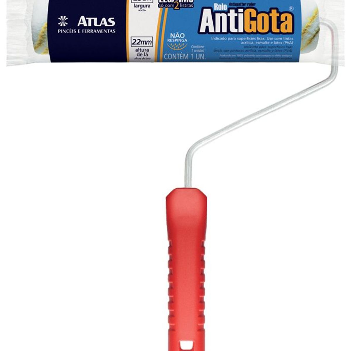 Conjunto de Pintura Rolo Antigota Esmalte, Acrílica e Látex 23cm REF-2321SR, marca Atlas - Foto Principal