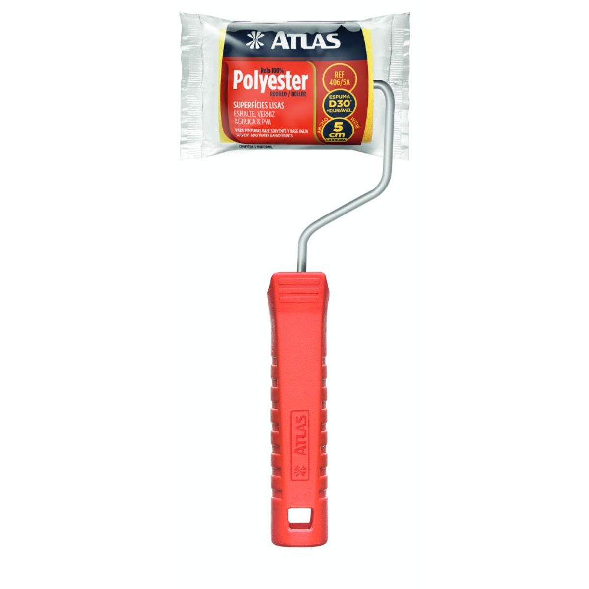 Rolo para Pintura de Espuma Uso Geral 5cm REF-406/5A Amarelo, marca Atlas - Foto Principal