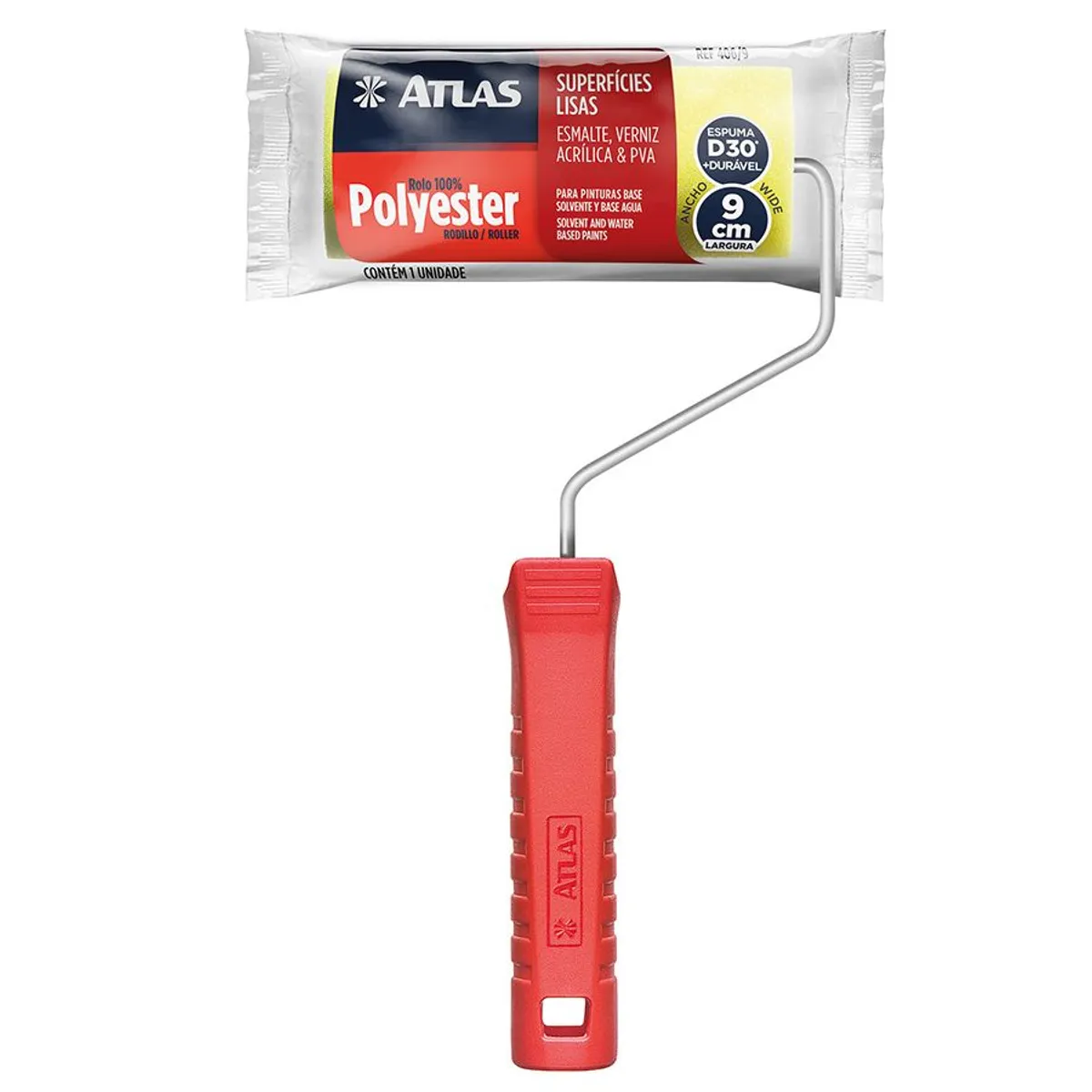 Rolo para Pintura de Espuma Uso Geral 9cm REF-406/9A Amarelo, marca Atlas - Foto Principal