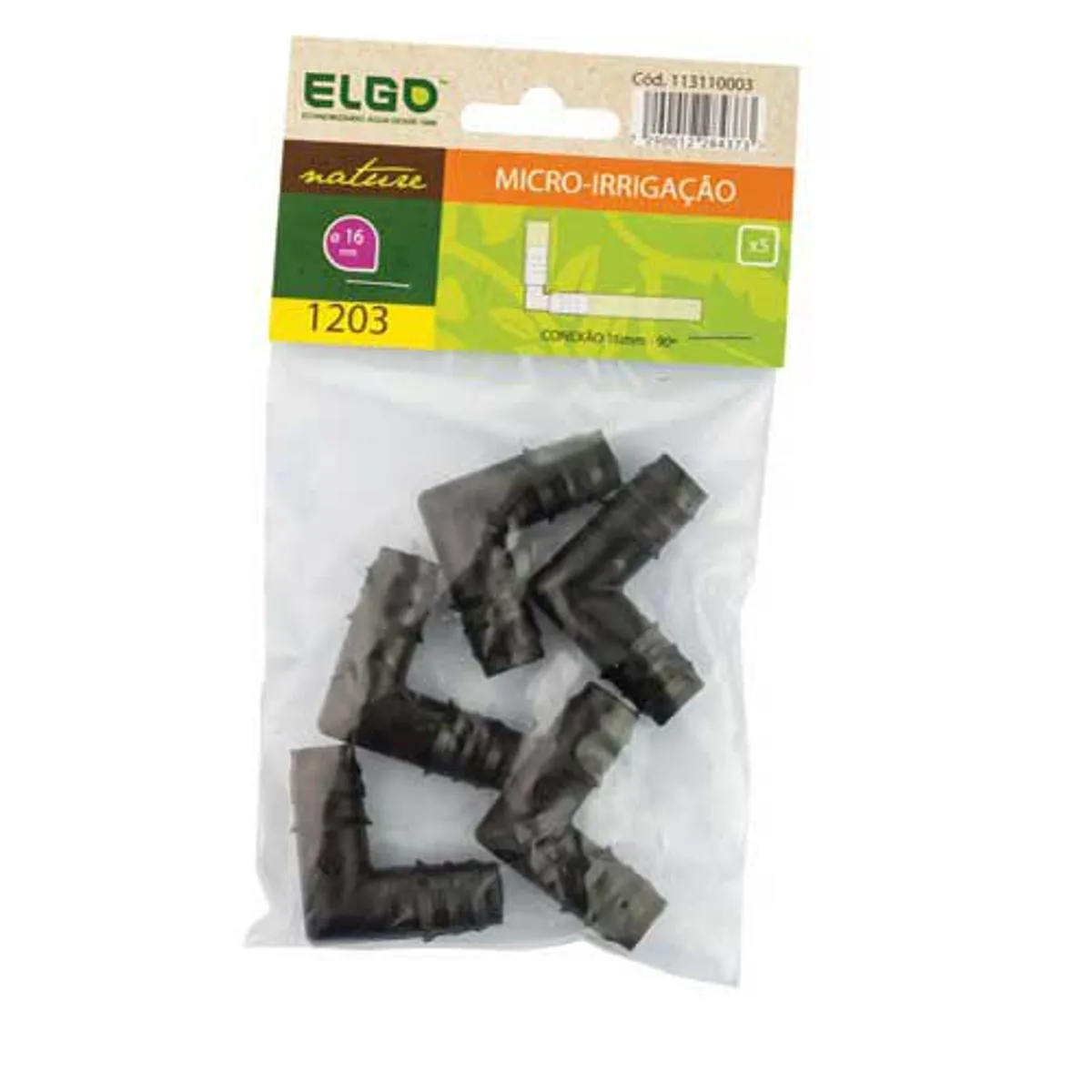 Conexão Cotovelo 90° 5 Peças, Preto, 16m, marca Elgo - Foto Principal