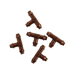 Conexão 8mm em T 5 peças, Marrom