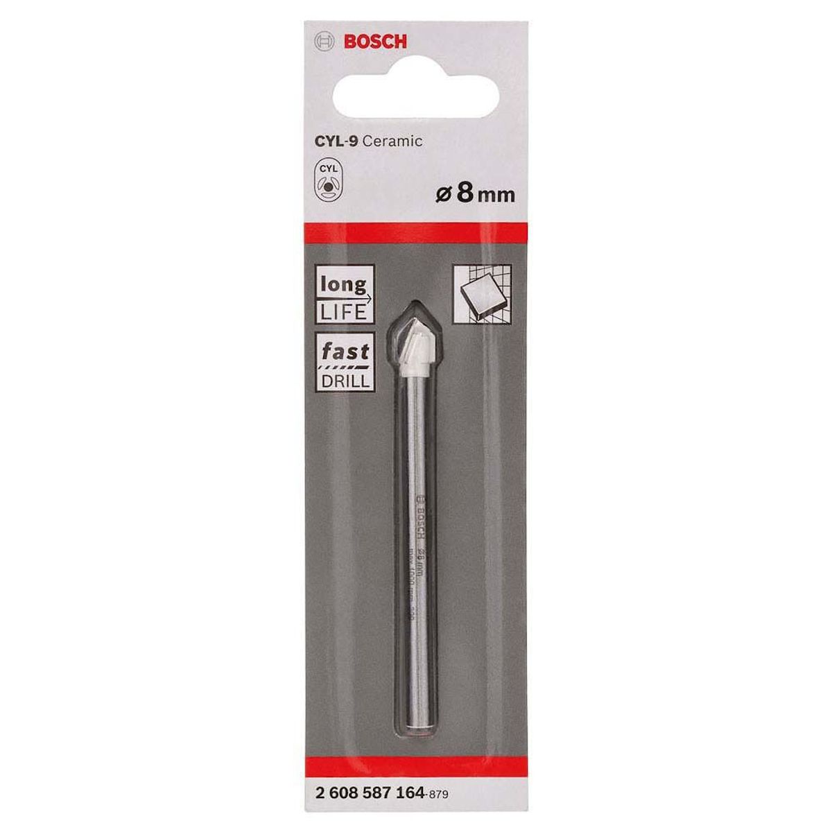 Brocas Bosch CYL-9 Ceramic Encaixe Cilindrico Ø8 x 80 mm com 1 unidade, marca Bosch - Foto Principal