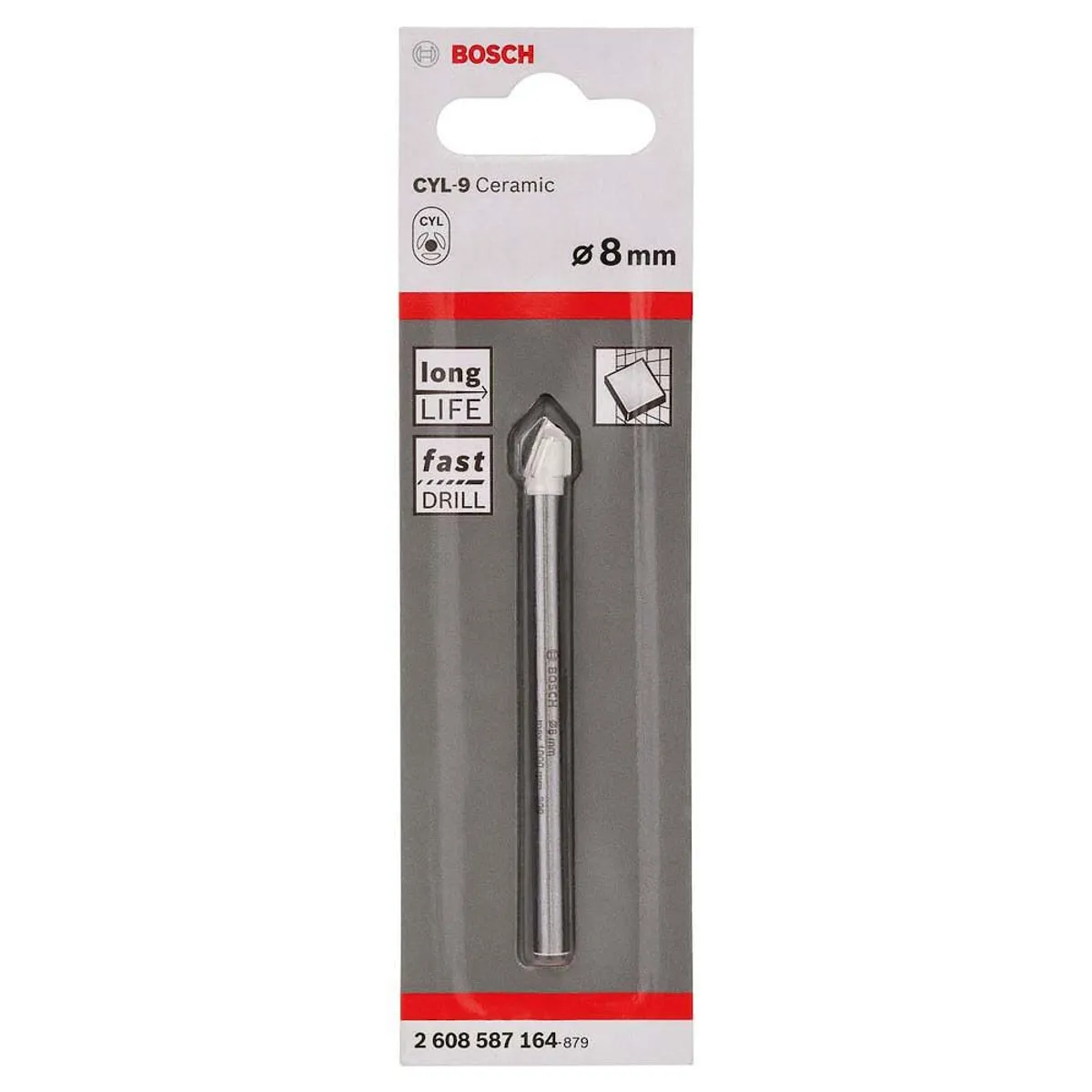Brocas Bosch CYL-9 Ceramic Encaixe Cilindrico Ø8 x 80 mm com 1 unidade, marca Bosch - Foto Principal