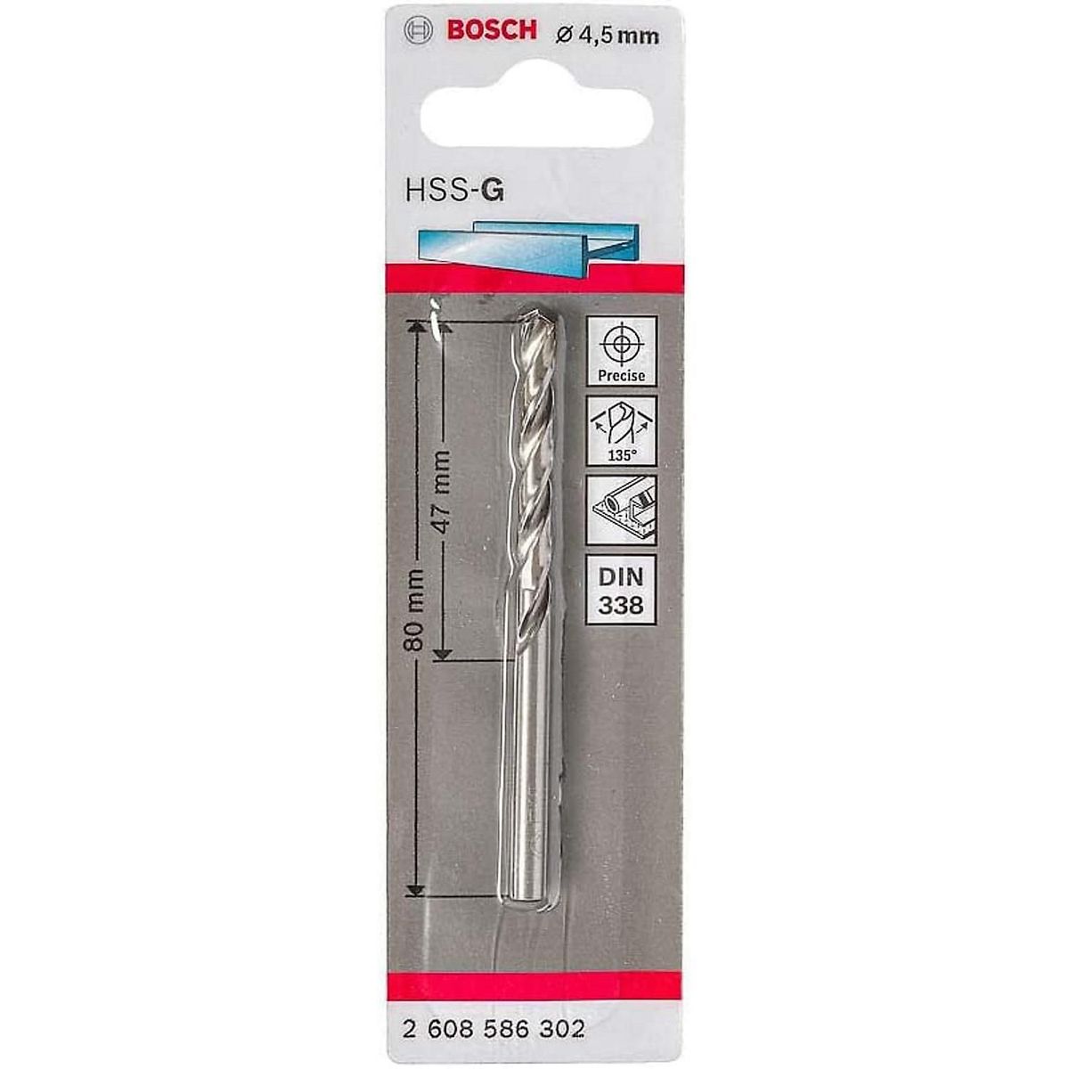 Broca para Metal Bosch Aço Rápido HSS-G 4,5mm, marca Bosch - Foto Principal