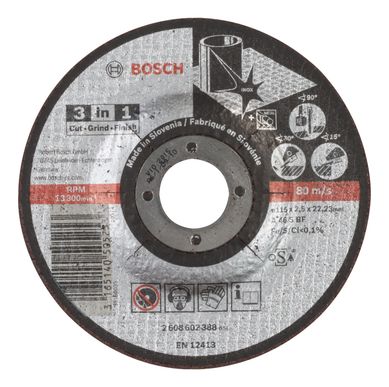Disco Abrasivo Bosch 3-em-1 Corte/Desbaste Bosch/Polimento 115x2,5mm Centro Reto