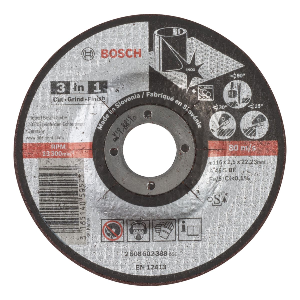 Disco Abrasivo Bosch 3-em-1 Corte/Desbaste Bosch/Polimento 115x2,5mm Centro Reto, marca Bosch - Foto Principal