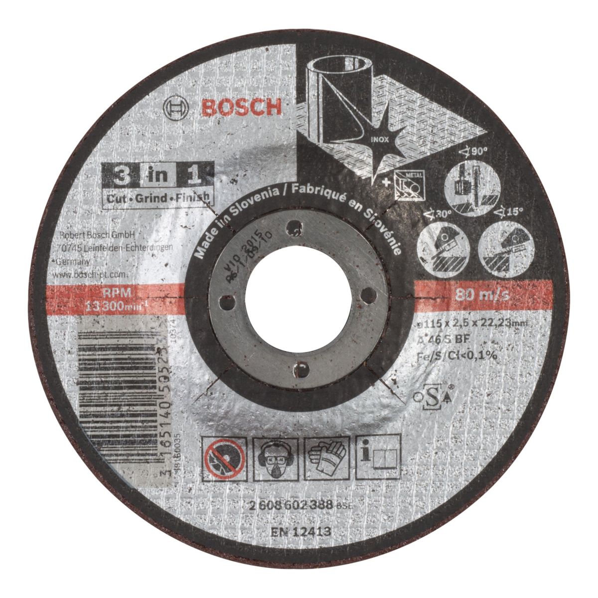 Disco Abrasivo Bosch 3-em-1 Corte/Desbaste Bosch/Polimento 115x2,5mm Centro Reto, marca Bosch - Foto Principal