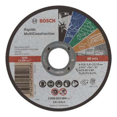 Disco de Corte Bosch MultiConstruction 115x1,0mm Centro Reto