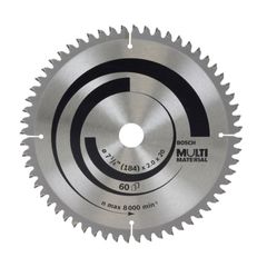 Disco de serra Circular Bosch Multimaterial ø184, furo de 20 mm, espessura de 1,5 mm, 60 dentes