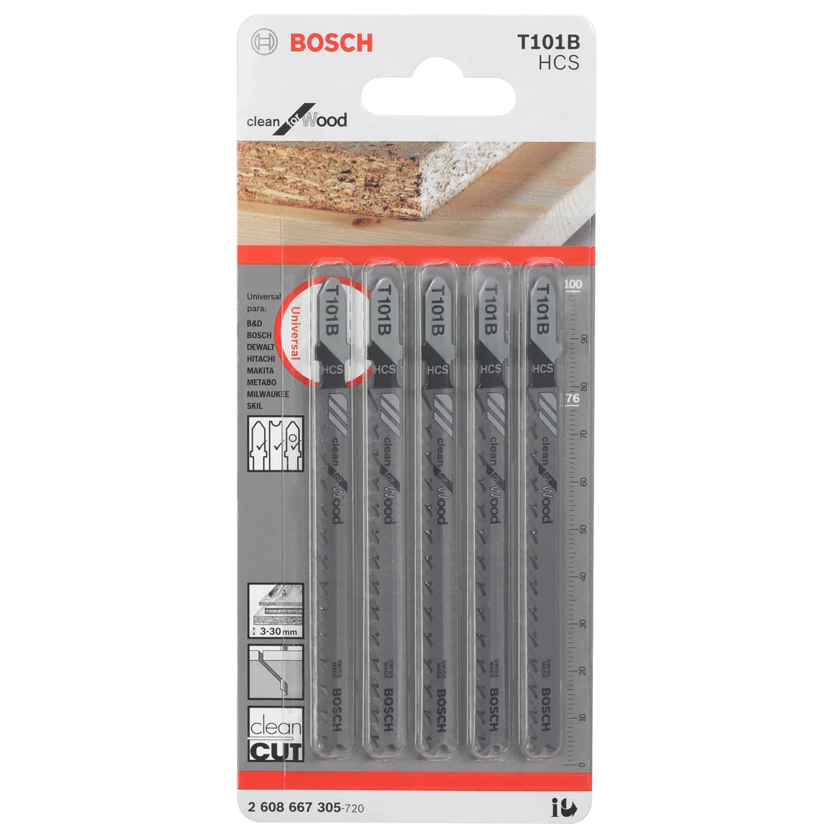 Lâmina de serra tico tico Bosch T11B Clean for wood blister com 5 unidades, marca Bosch - Foto Principal