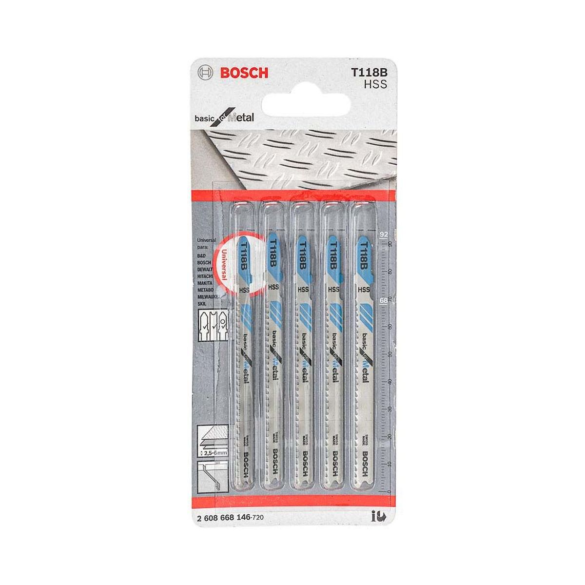 Lâmina de serra tico tico Bosch T118B Basic for metal blister com 5 unidades, marca Bosch - Foto 2