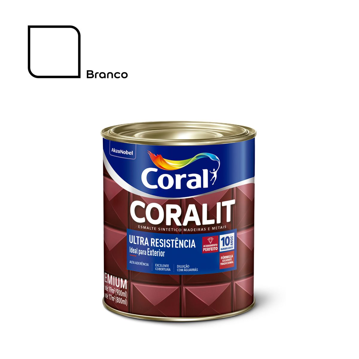 Esmalte Sintético Branco 900ml Coralit Premium para Madeiras e Metais, marca Coral - Foto Principal