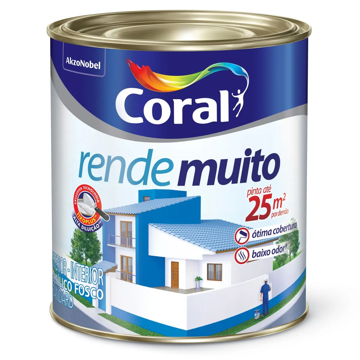 Tinta Acrílica Rende Muito Fosco Branco 900Ml Coral, marca Coral - Foto 2