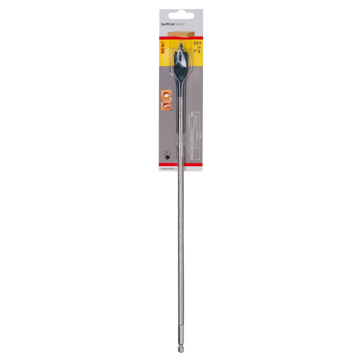 Broca Bosch Self Cut Speed para Madeira Chata 18,0mm (encaixe hexagonal 1/4"), marca Bosch - Foto Principal