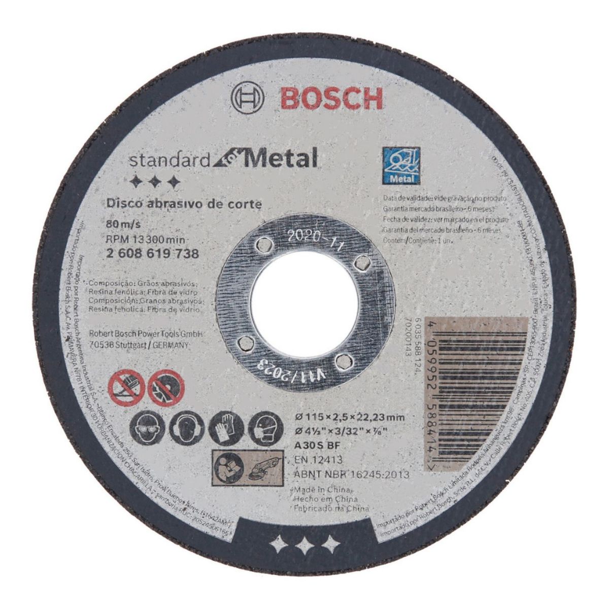 Disco de Corte Bosch Standard for Metal 115x2,5mm Centro Reto, marca Bosch - Foto Principal