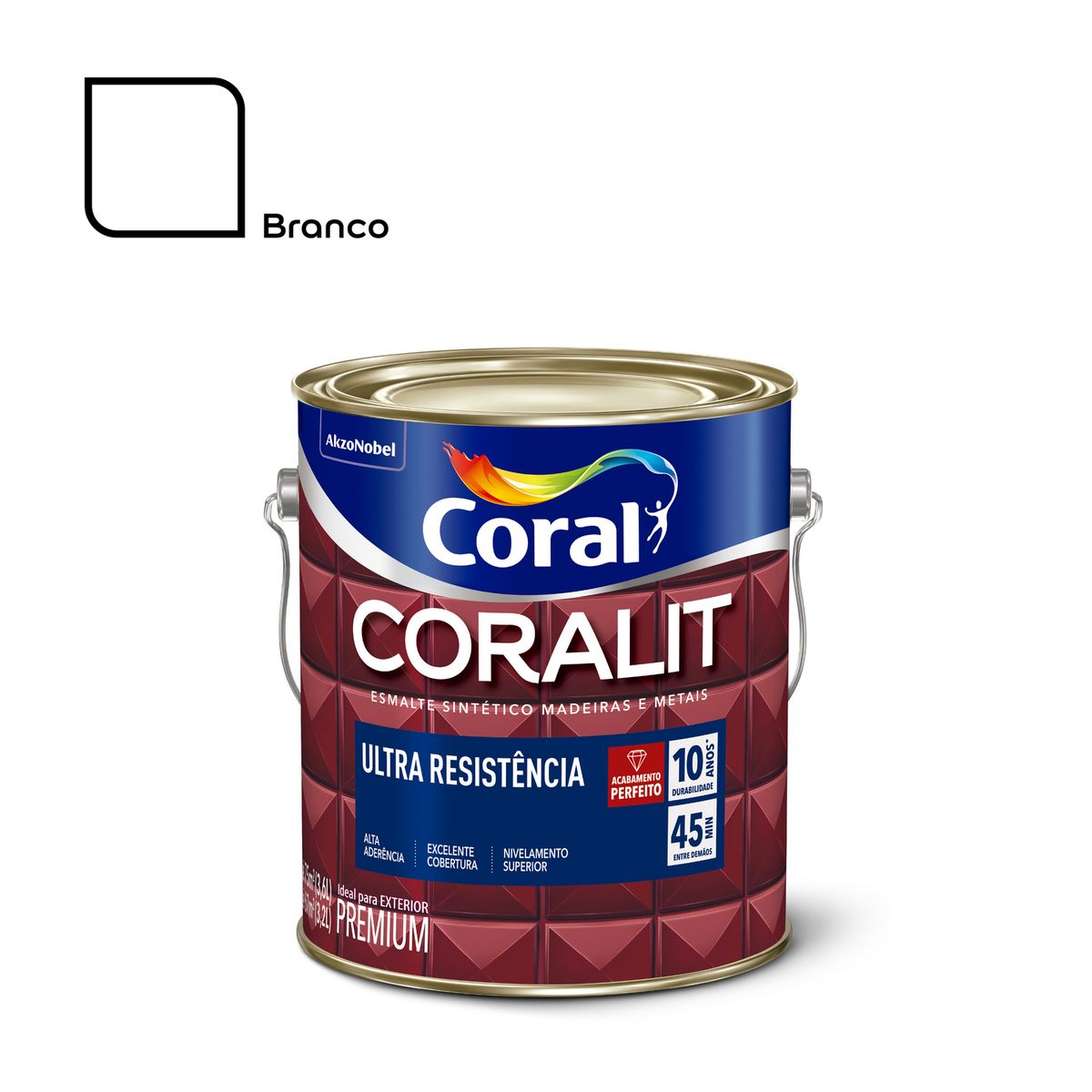 Esmalte Sintético Fosco Branco 3,6L Coralit Premium para Madeiras e Metais Coral, marca Coral - Foto Principal