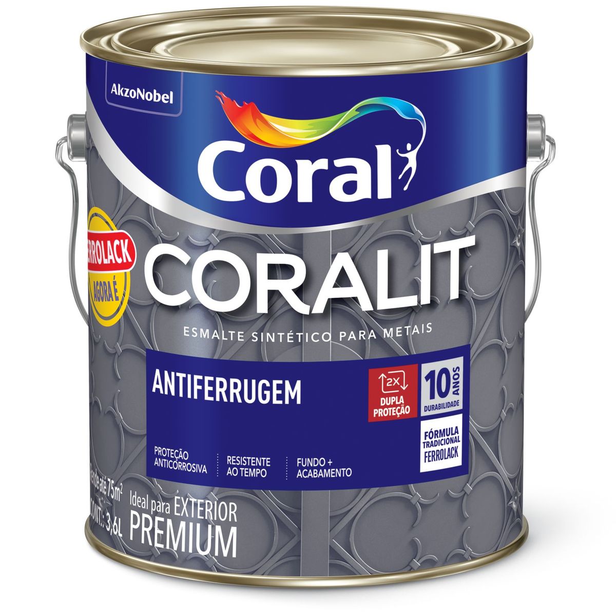 Esmalte Sintético Antiferrugem Coralit 3,6 litros Coral, marca Coral - Foto 2