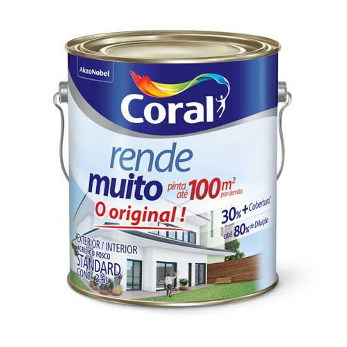 Tinta Fosco Acrílica Rende e Muito 3,6L Palha, marca Coral - Foto Principal