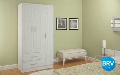 Roupeiro BRP 303-91 3 Portas e 2 Gavetas, Branco