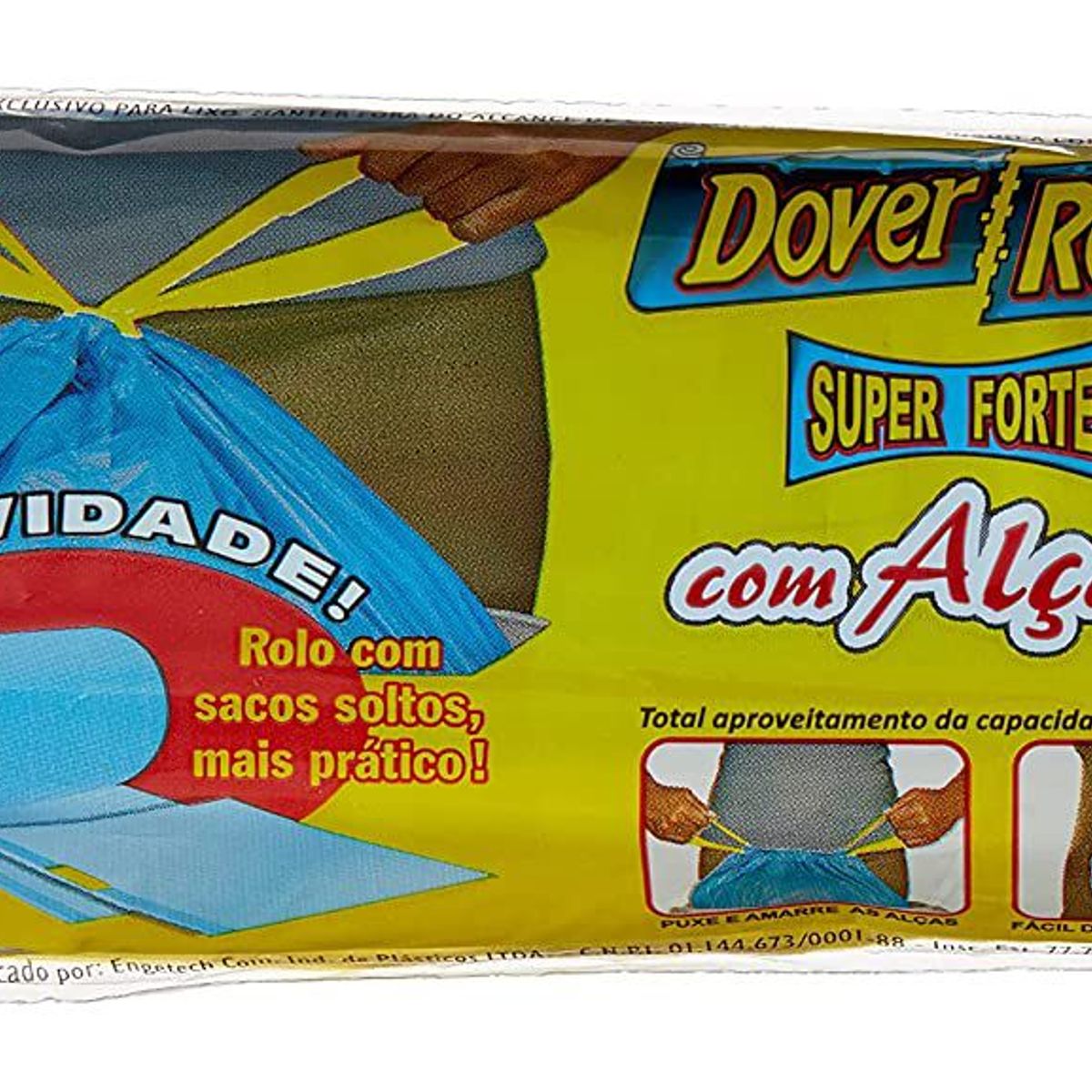 Saco de Lixo Super Forte com Alças 100 Litros com 10 Unidades 75x93cm Azul Dover-Roll, marca Dover-Roll - Foto 2