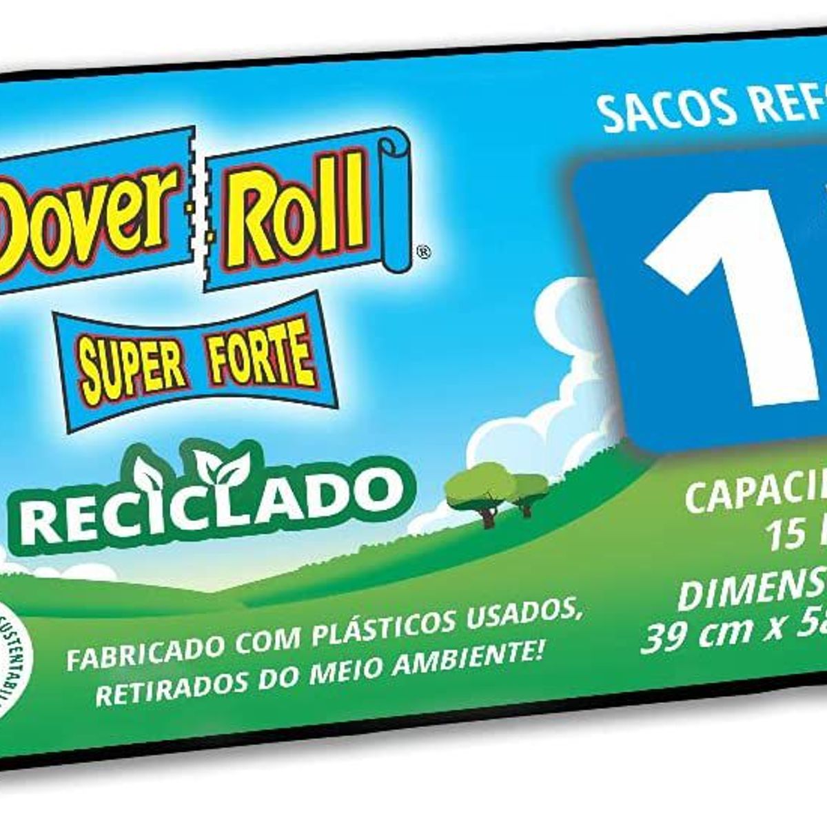 Saco de Lixo Super Forte Reciclado 15 Litros com 40 Unidades 39x58cm Preto Dover-Roll, marca Dover-Roll - Foto Principal