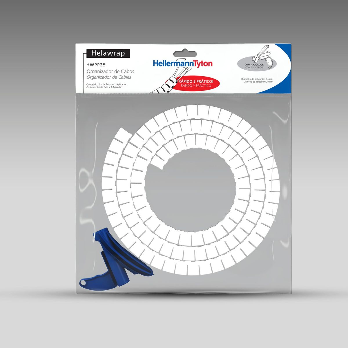 Espiral Helawrap Organizador De Cabos Branca 1"X2m, marca Hellermann - Foto Principal