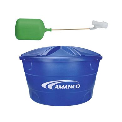 Combo Caixa De gua 500L Polietileno Tampa Encaixe Azul Com Torneira Bia
