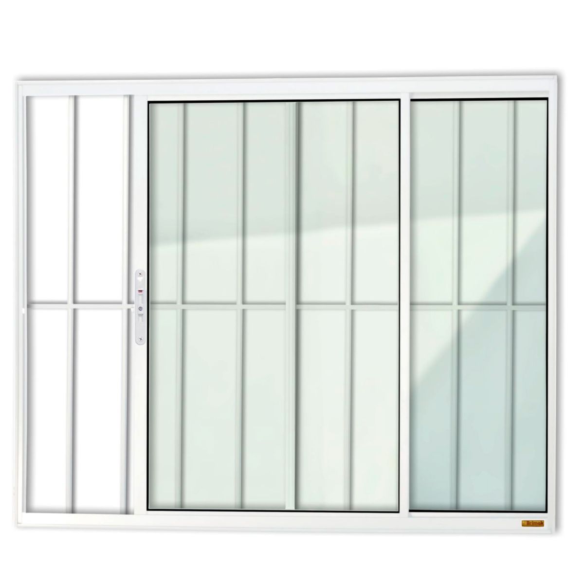 Janela de Correr Alumínio Branco 2 Folhas Com Grade Esquerda 100x120x8cm Confort, marca Brimak - Foto Principal