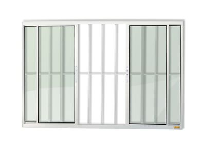 Janela de Correr Alumnio Branco 4 Folhas Com Grade Central 100x200x8cm Confort