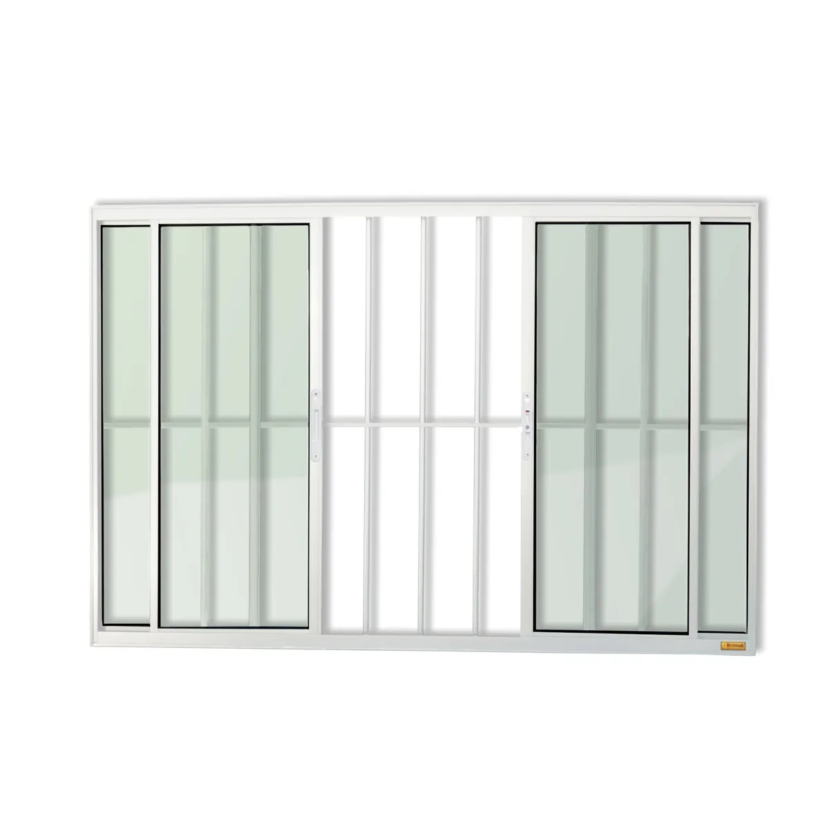 Janela de Correr Alumínio Branco 4 Folhas Com Grade Central 100x200x8cm Confort, marca Brimak - Foto Principal
