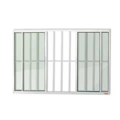 Janela de Correr Alumínio Branco 4 Folhas Com Grade Central 100x200x8cm Confort