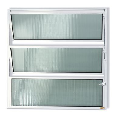 Janela Basculante Vidro Canelado Alumnio Branco 60x60x2,3cm Master
