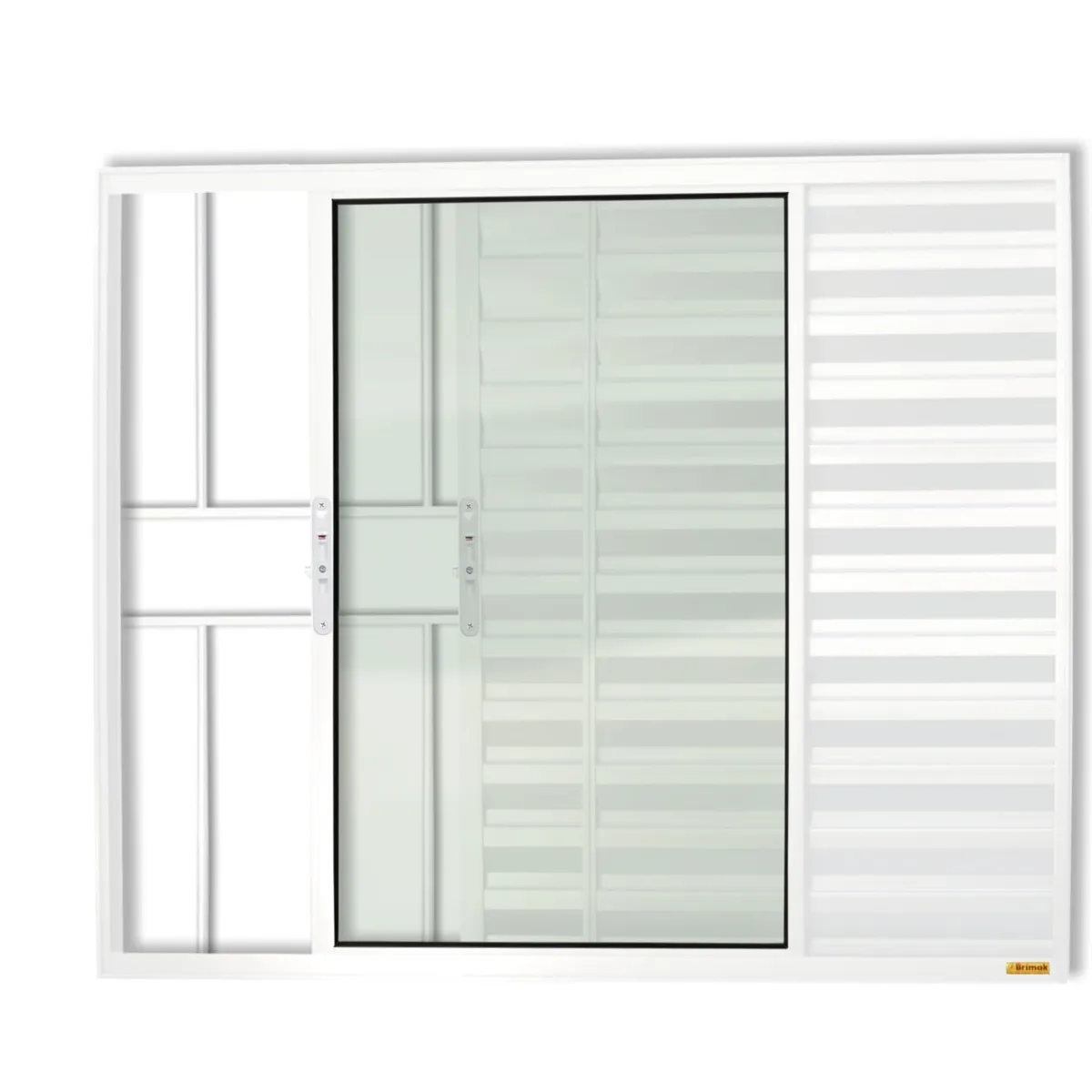 Janela Veneziana Alumínio Branco 3 Folhas Com Grade Esquerda 100x120x8cm Confort, marca Brimak - Foto 2