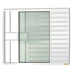 Janela Veneziana Alumínio Branco 3 Folhas Com Grade Esquerda 100x120x8cm Confort