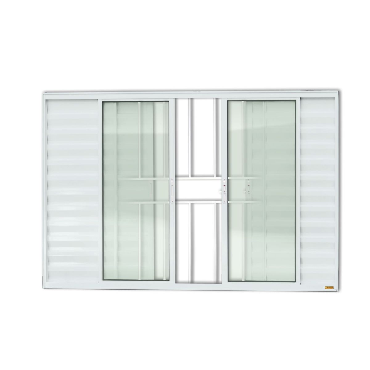 Janela Veneziana Alumínio Branco 6 Folhas Com Grade Central 100x120x8cm Confort, marca Brimak - Foto Principal