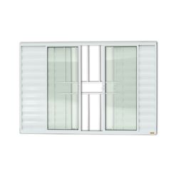 Janela Veneziana Alumínio Branco 6 Folhas Com Grade Central 100x150x8cm Confort