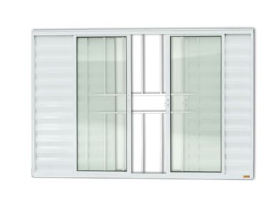 Janela Veneziana Alumnio Branco 6 Folhas Com Grade Central 100x200x8cm Confort