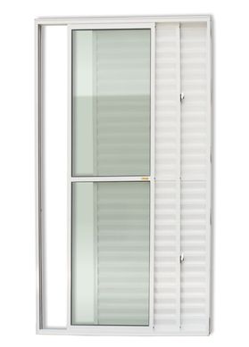 Porta Balco Veneziana de Correr Sem Fechadura Alumnio Branco 3 Folhas Esquerda 210x120x11,5cm Super 25