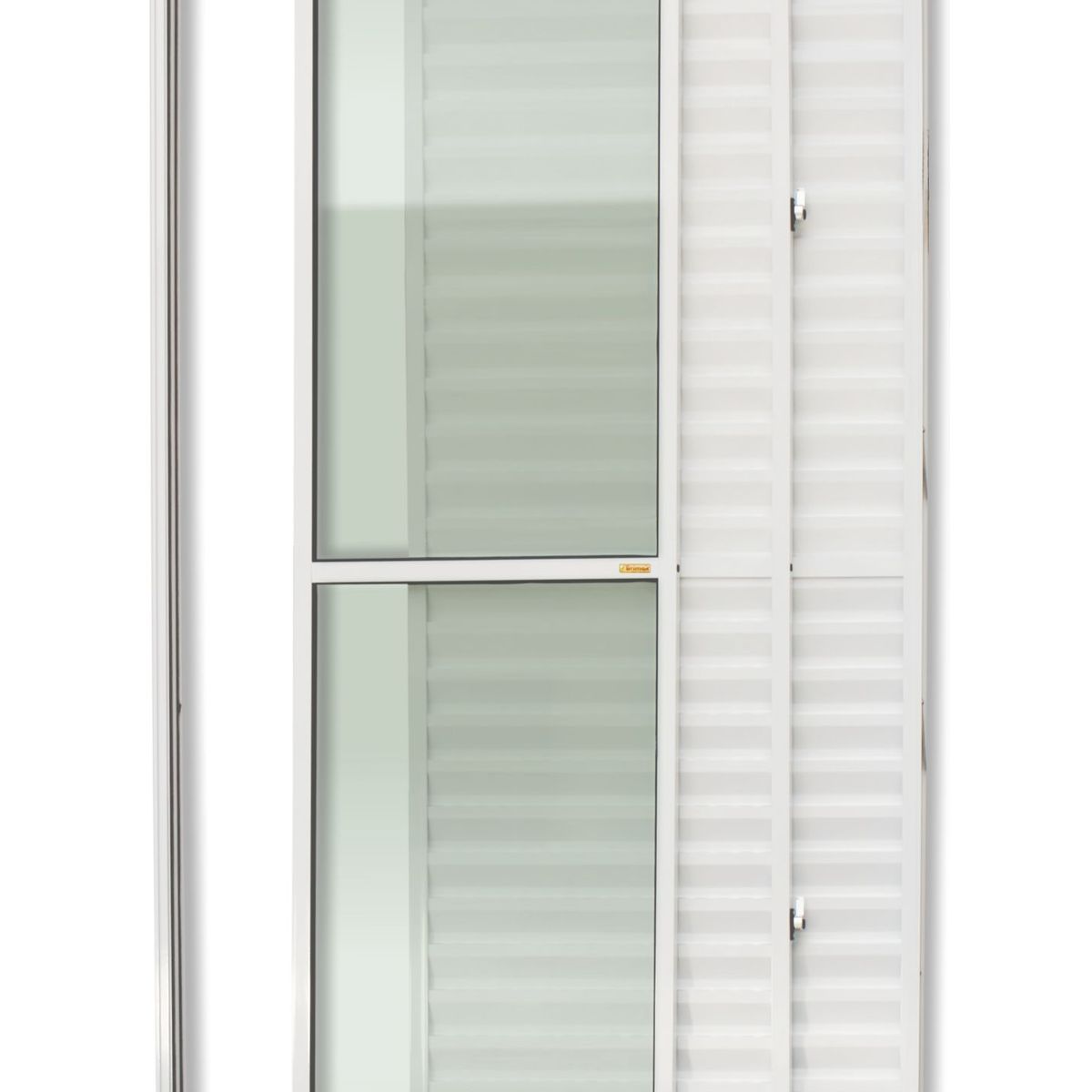 Porta Balcão Veneziana de Correr Sem Fechadura Alumínio Branco 3 Folhas Esquerda 210x120x11,5cm Super 25, marca Brimak - Foto Principal