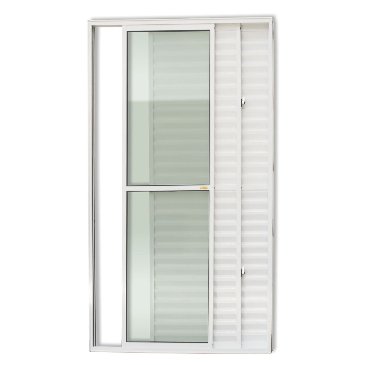 Porta Balcão Veneziana de Correr Sem Fechadura Alumínio Branco 3 Folhas Esquerda 210x120x11,5cm Super 25, marca Brimak - Foto Principal