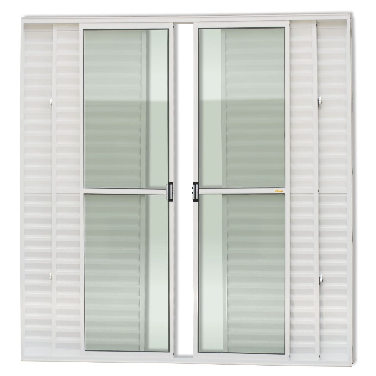 Porta Balcão Veneziana de Correr Sem Fechadura Alumínio Branco 6 Folhas Central 210x200x11,5cm Super 25, marca Brimak - Foto Principal
