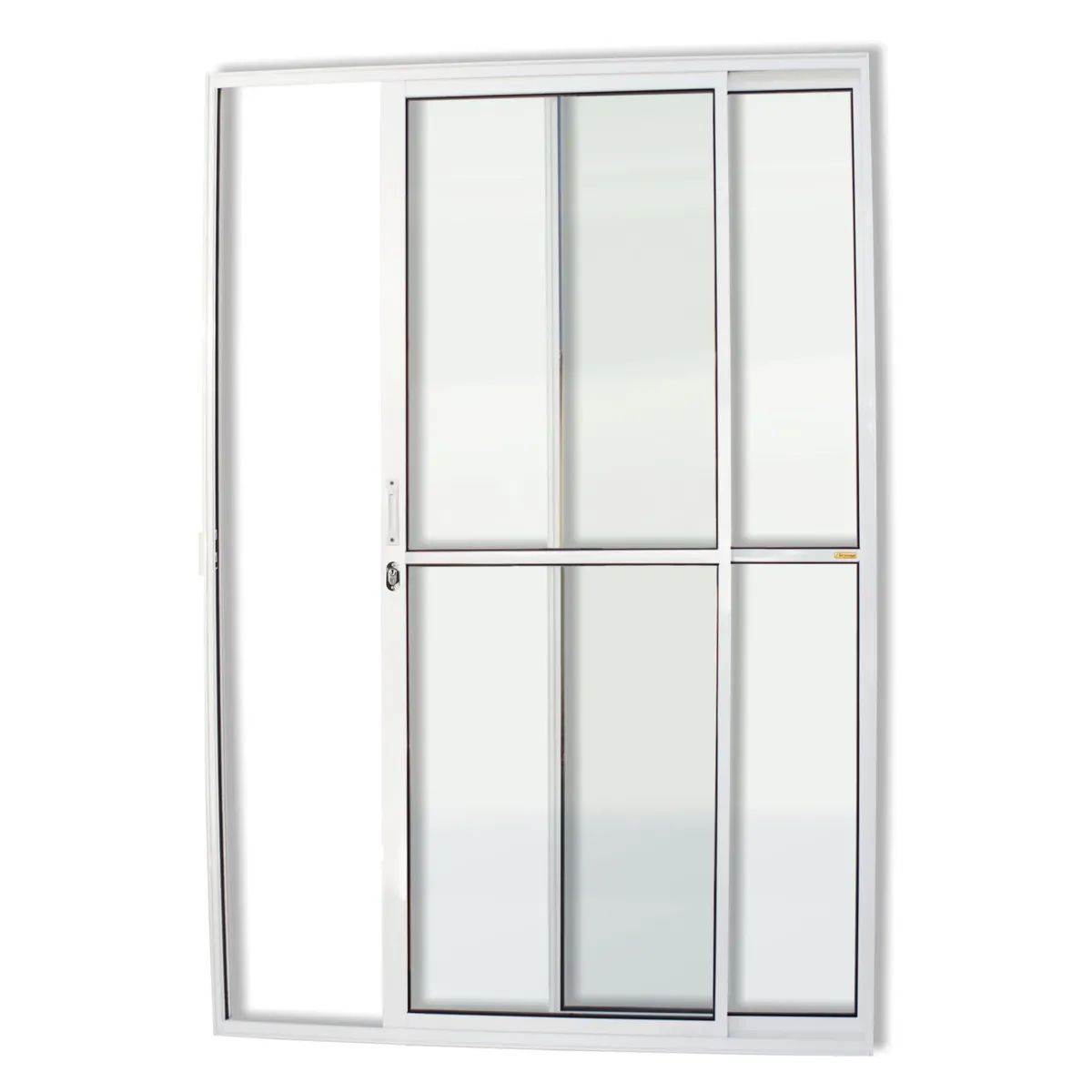 Porta de Correr Alumínio Branco 2 Folhas Esquerda 210x120x7,8cm Super 25, marca Brimak - Foto Principal